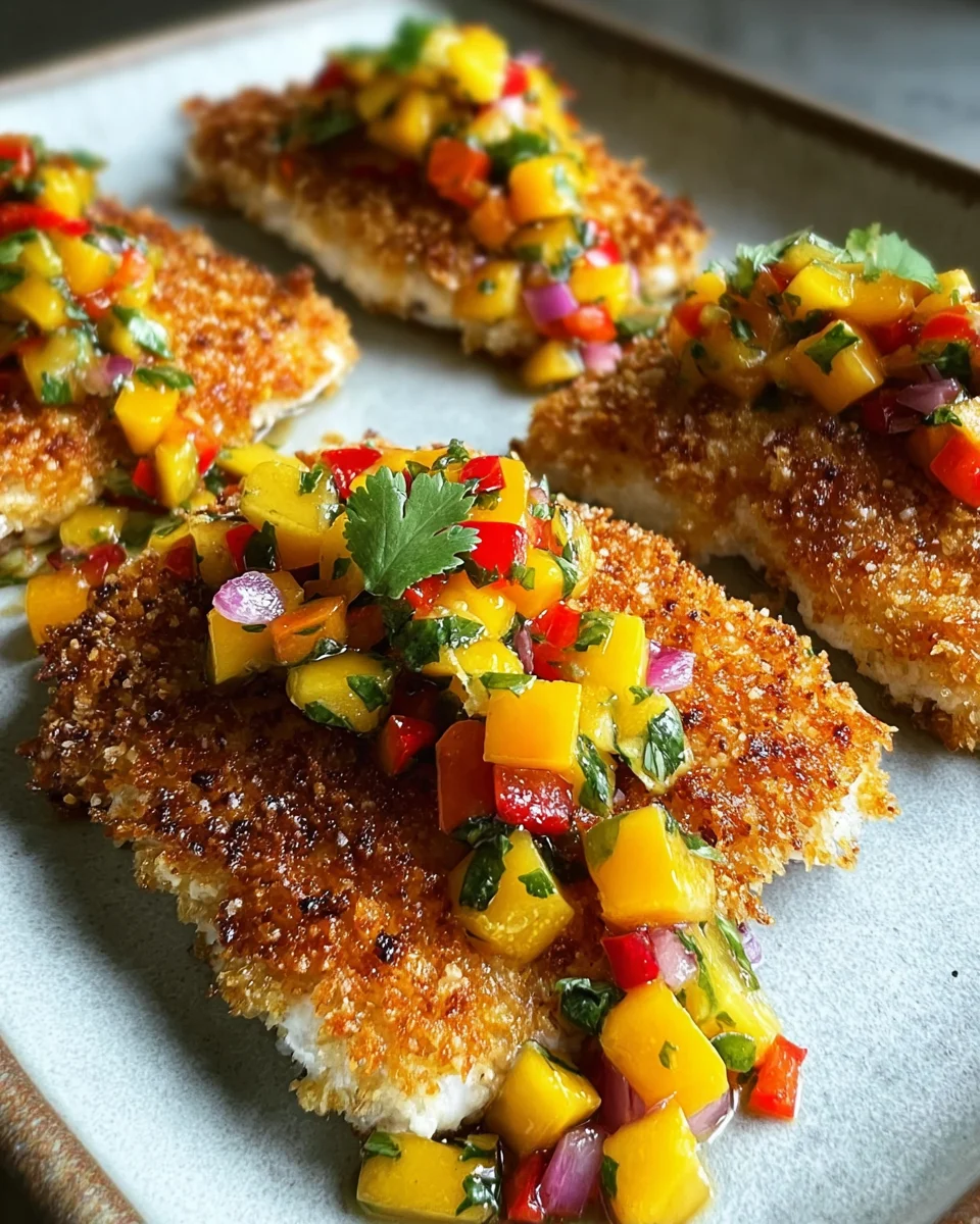 Tropical Coconut Crusted Fish with Mango Salsa