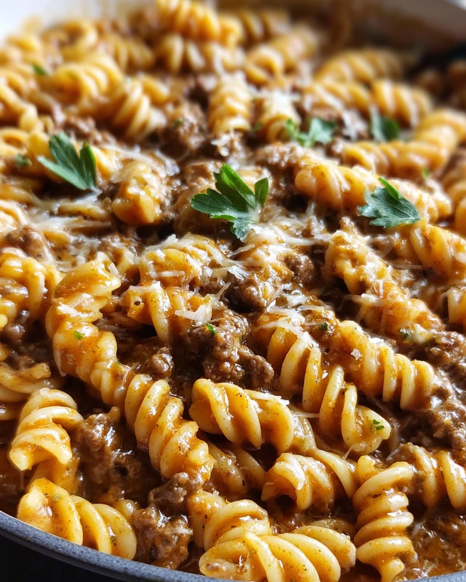 Beef and Rotini in Garlic Parmesan Sauce 21 Beef