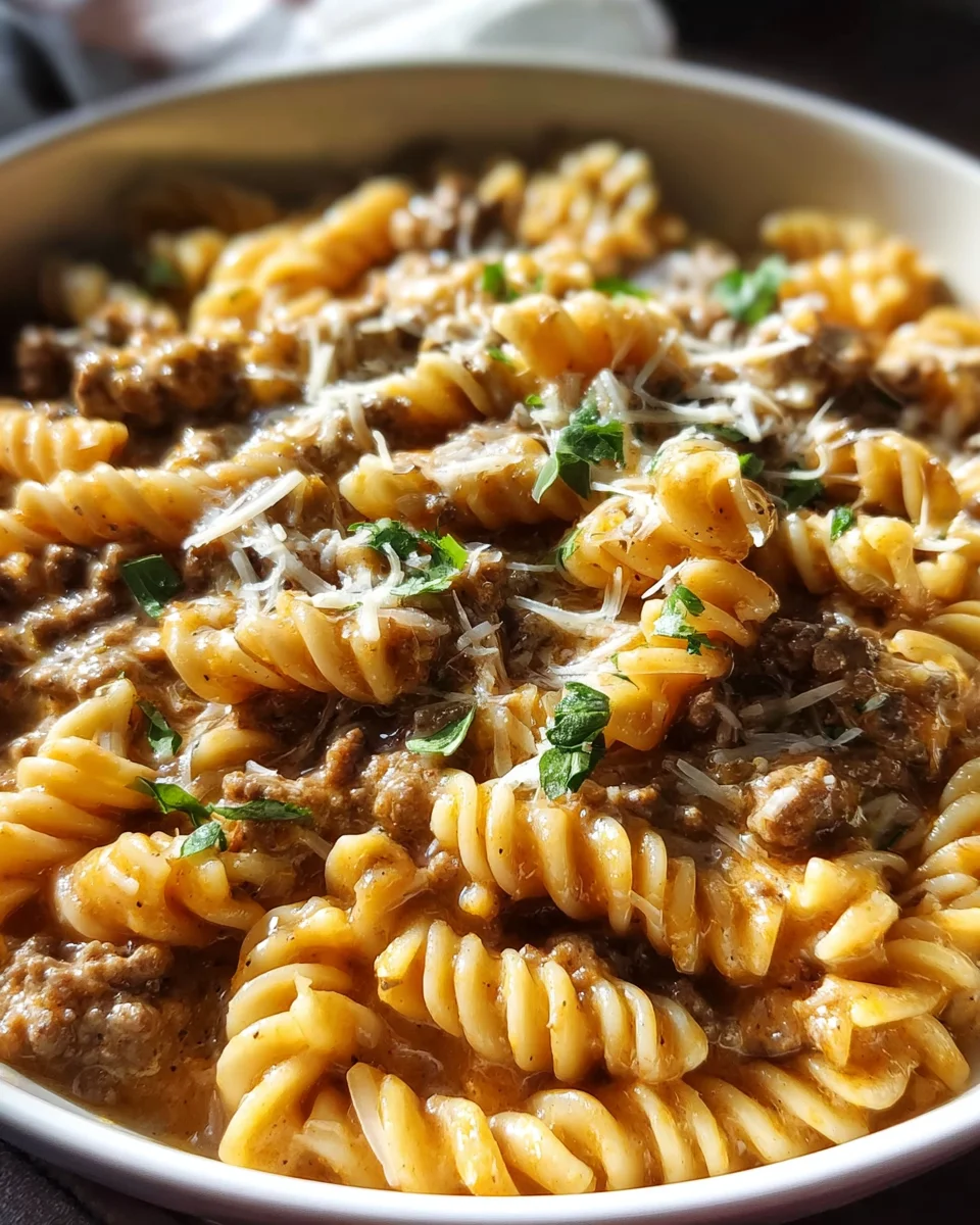 Beef and Rotini in Garlic Parmesan Sauce 22 Beef