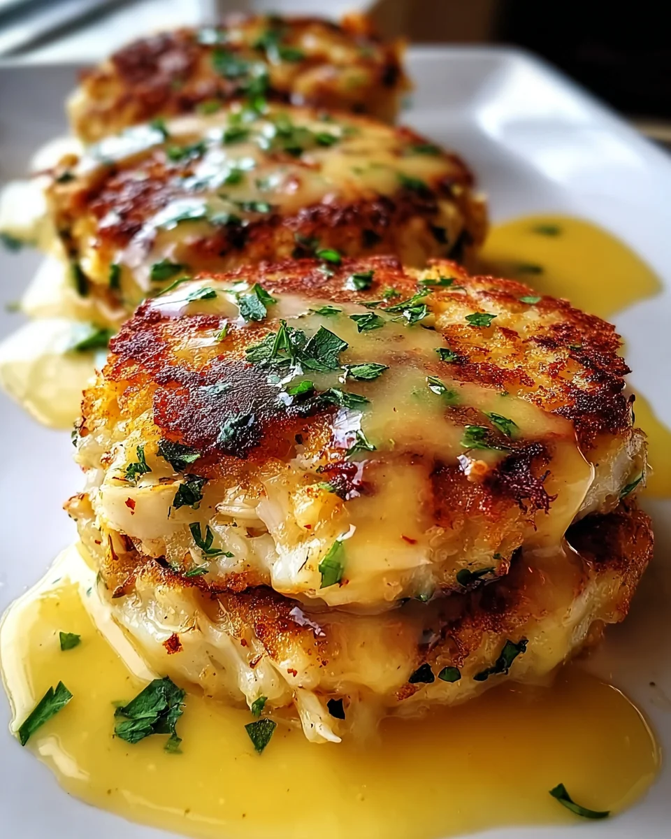 Cheddar Bay Crab Cakes with Lemon Butter Drizzle