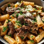 Creamy Garlic Beef Pasta