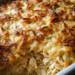 French Onion Chicken Orzo Casserole