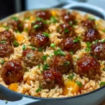 Honey Garlic Meatball Rice Bake