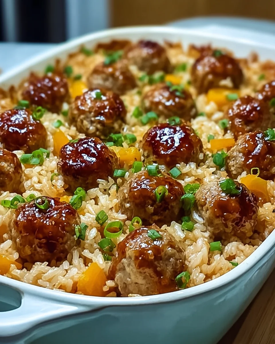 Honey Garlic Meatball Rice Bake 32 Honey