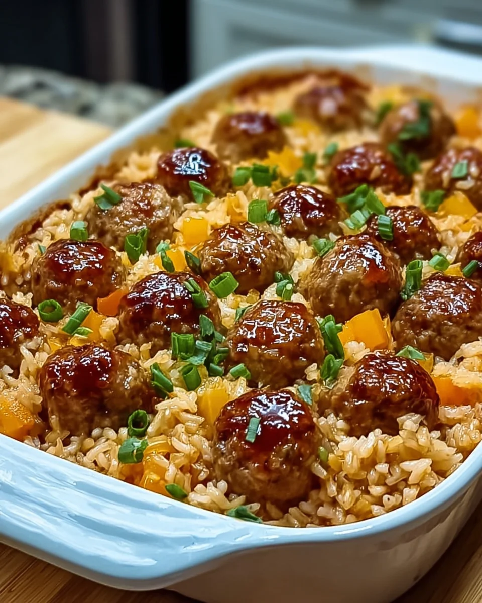 Honey Garlic Meatball Rice Bake 33 Honey