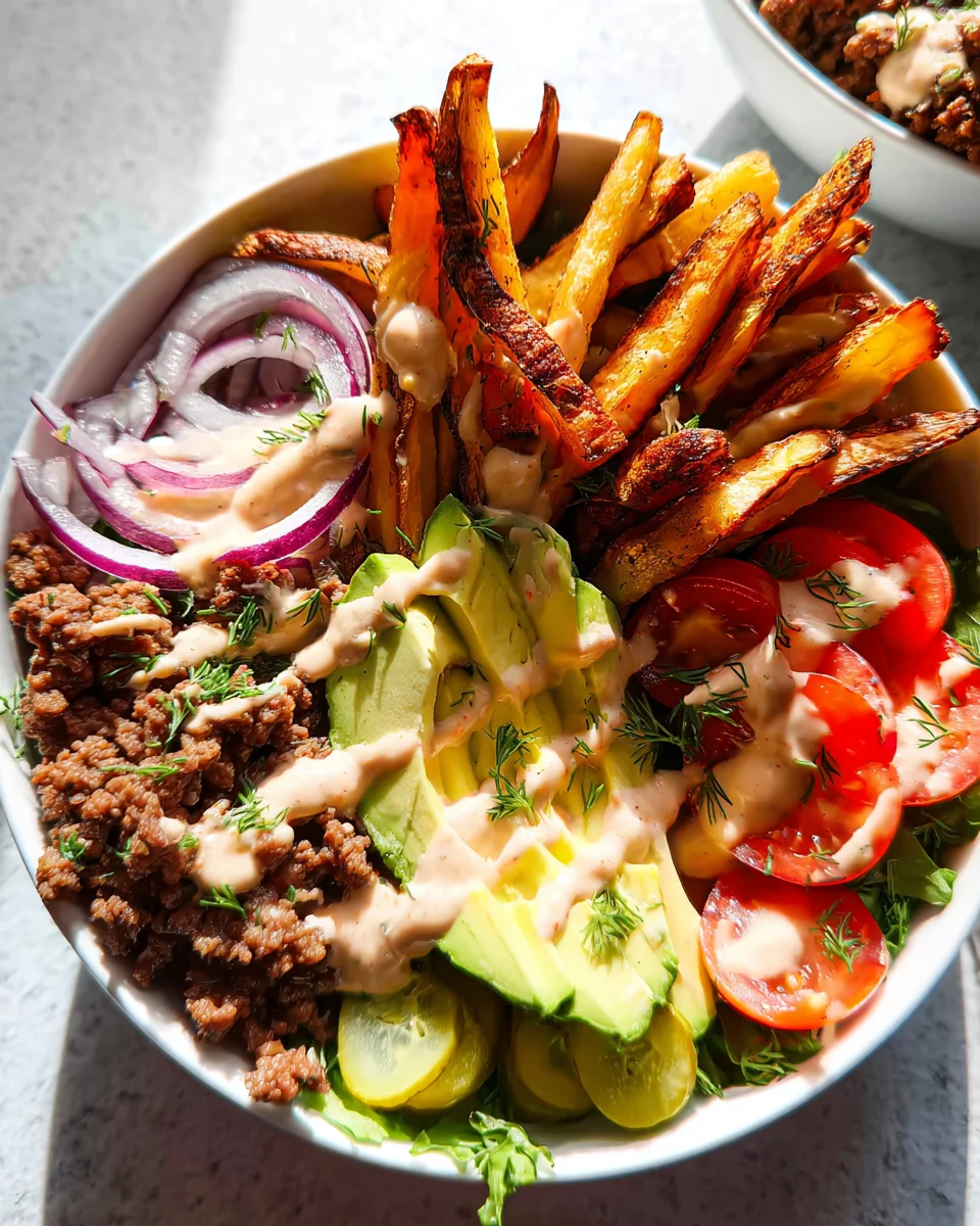 Paleo Burger Bowls with Fries {Whole30}