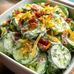 Creamy Cucumber Salad with Bacon and Cheese