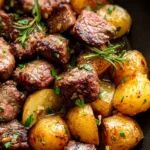 Garlic Butter Steak Bites and Potatoes