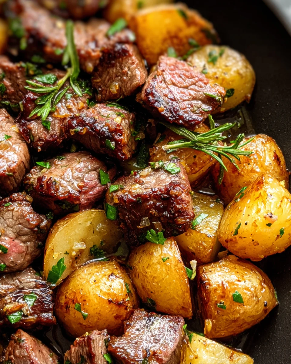 Garlic Butter Steak Bites and Potatoes