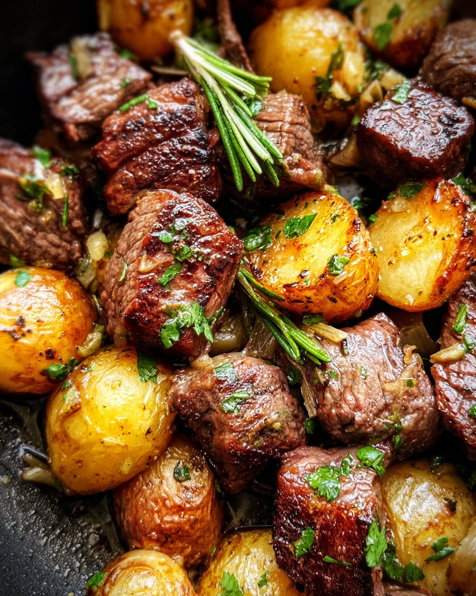 Garlic Butter Steak Bites and Potatoes 19 Garlic