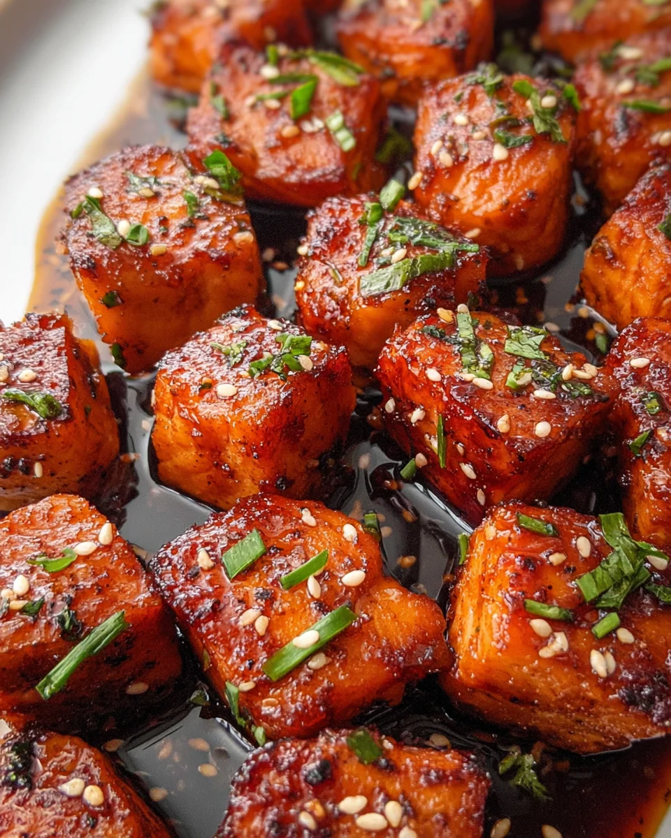 Honey Garlic Salmon Bites 22 Honey