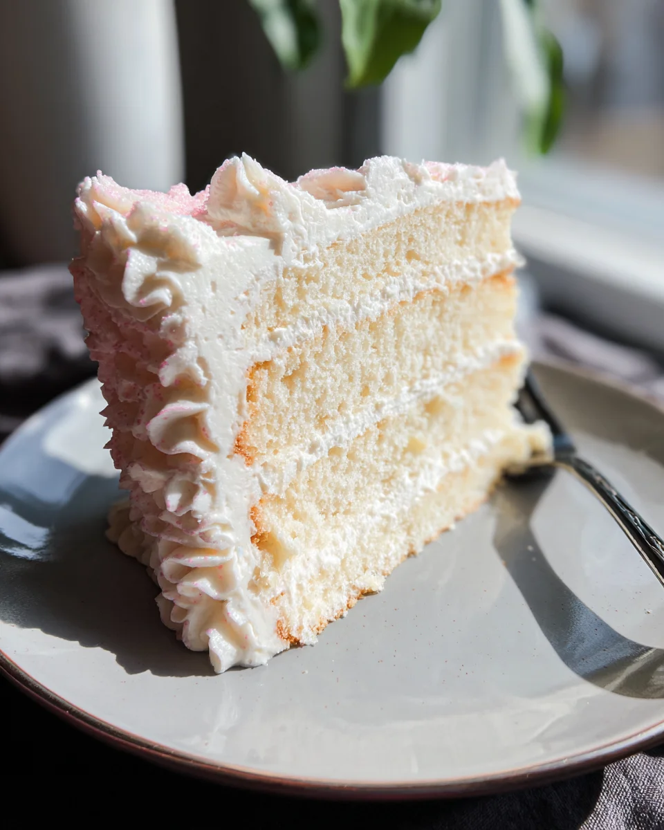 White Almond Cake with Whipped Buttercream Frosting
