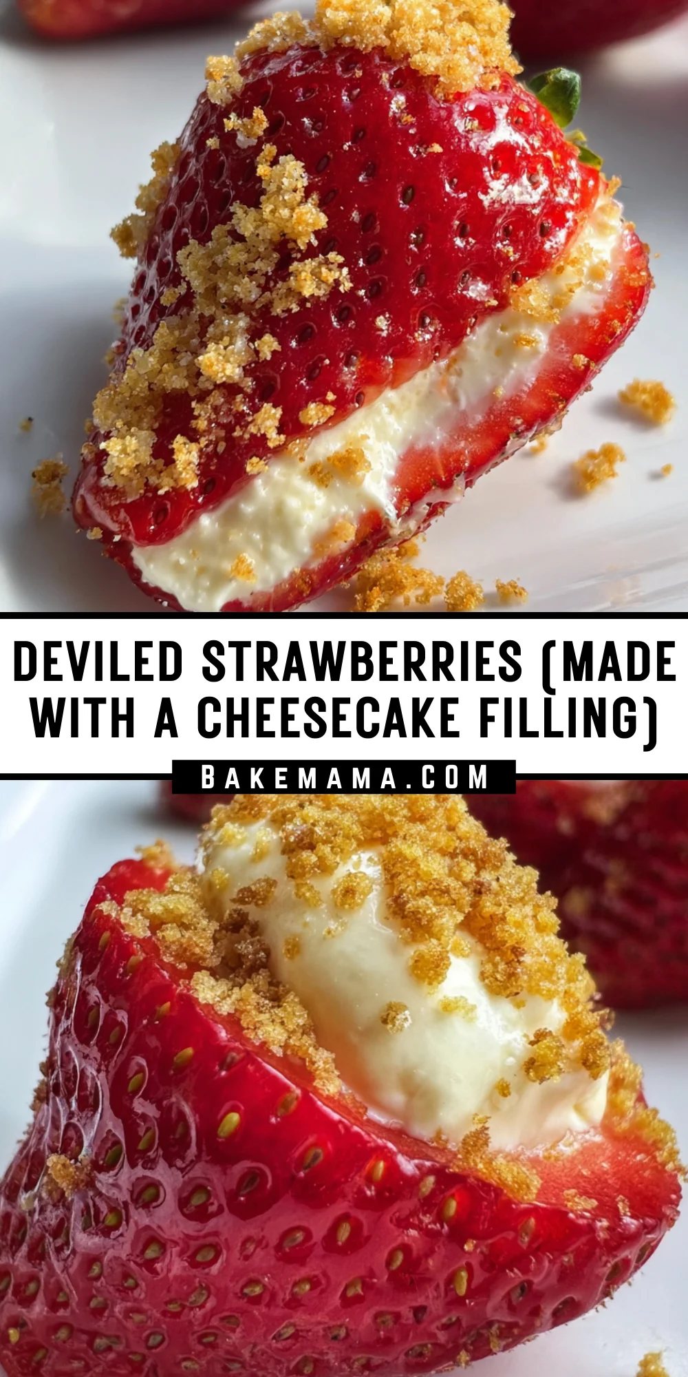 Deviled Strawberries (Made with a Cheesecake Filling) 18 Pinterest Hidden Image