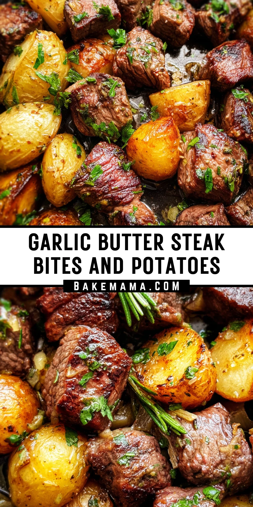 Garlic Butter Steak Bites and Potatoes 18 Pinterest Hidden Image