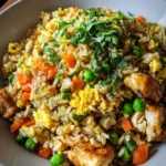 High Protein Crispy Garlic Chicken Fried Rice