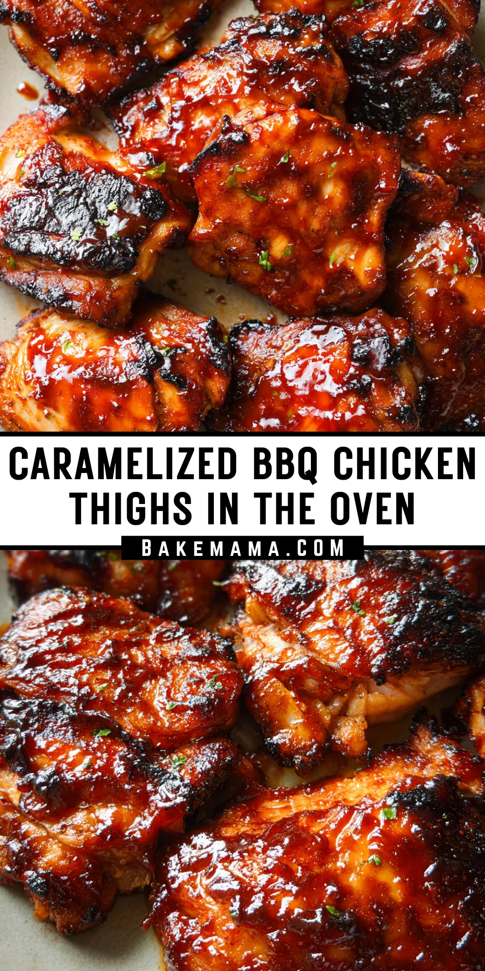 Caramelized BBQ Chicken Thighs in the Oven 20 Pinterest Hidden Image