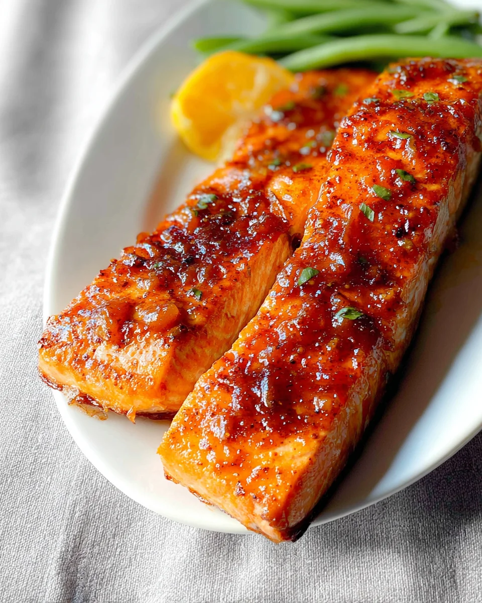 Bourbon Peach Glazed Salmon