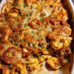 Cheesy Baked Tortellini Casserole With Meat Sauce