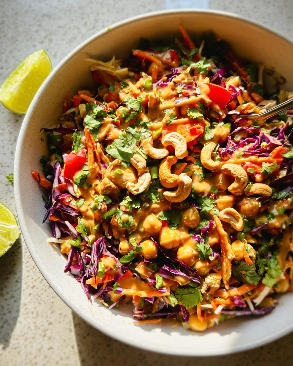 Chopped Thai-Inspired Chickpea Salad with Curry Peanut Dressing