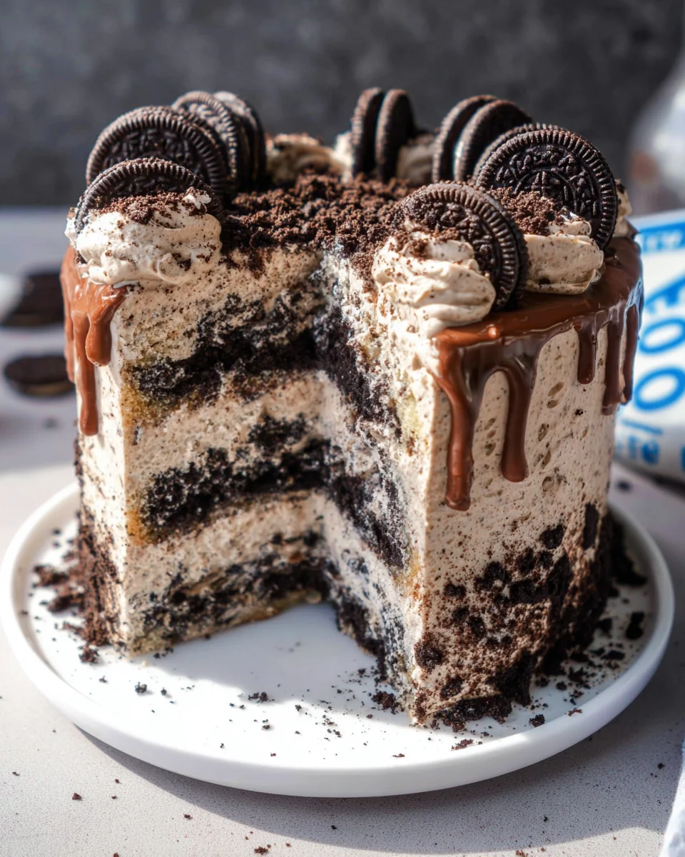 Cookies and Cream Cake with Coffee Oreo Buttercream