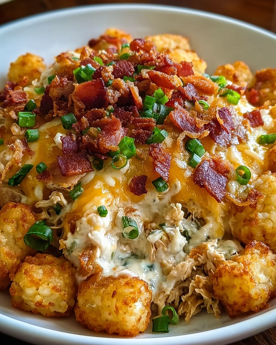 Easy Chicken Ranch Tater Tot Casserole