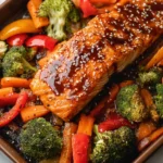 One Pan Baked Teriyaki Salmon and Vegetables
