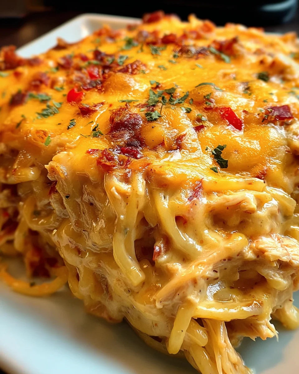 Spicy Southern Cheesy Chicken Spaghetti Casserole
