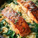 One Skillet Salmon with Lemon Orzo
