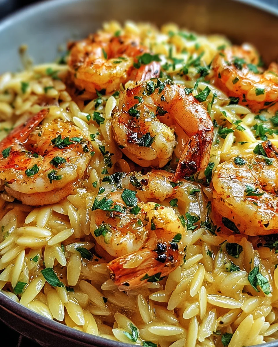 Shrimp Orzo in Lemon Garlic Sauce