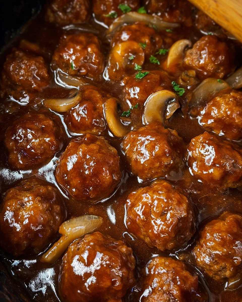 Slow Cooker Salisbury Steak Meatballs